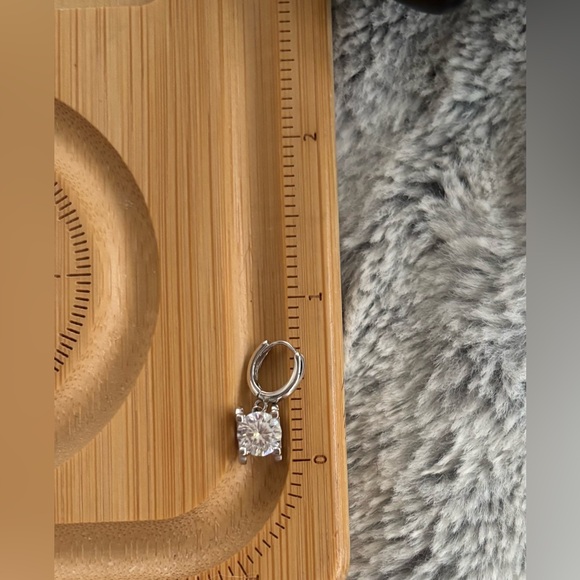 Moissanite Sterling Silver Huggie Drop Earrings 2ct total